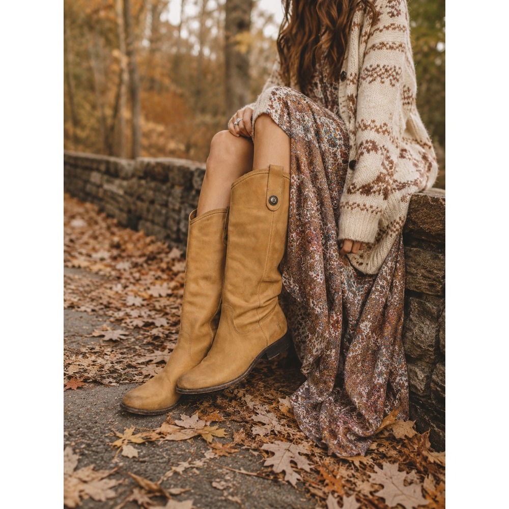 Frye Melissa Riding Boots Women's 8.5 B Camel Tan Leather Tall Equestrian Boho